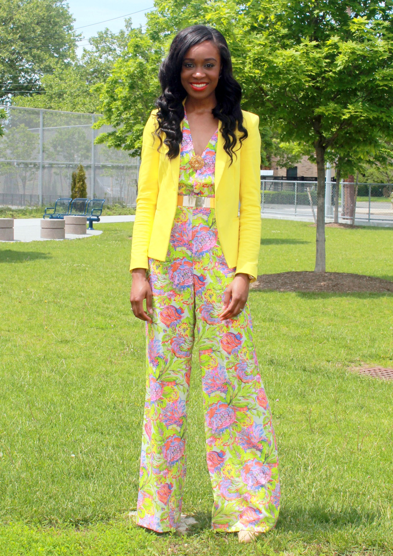 jumpsuit and blazer