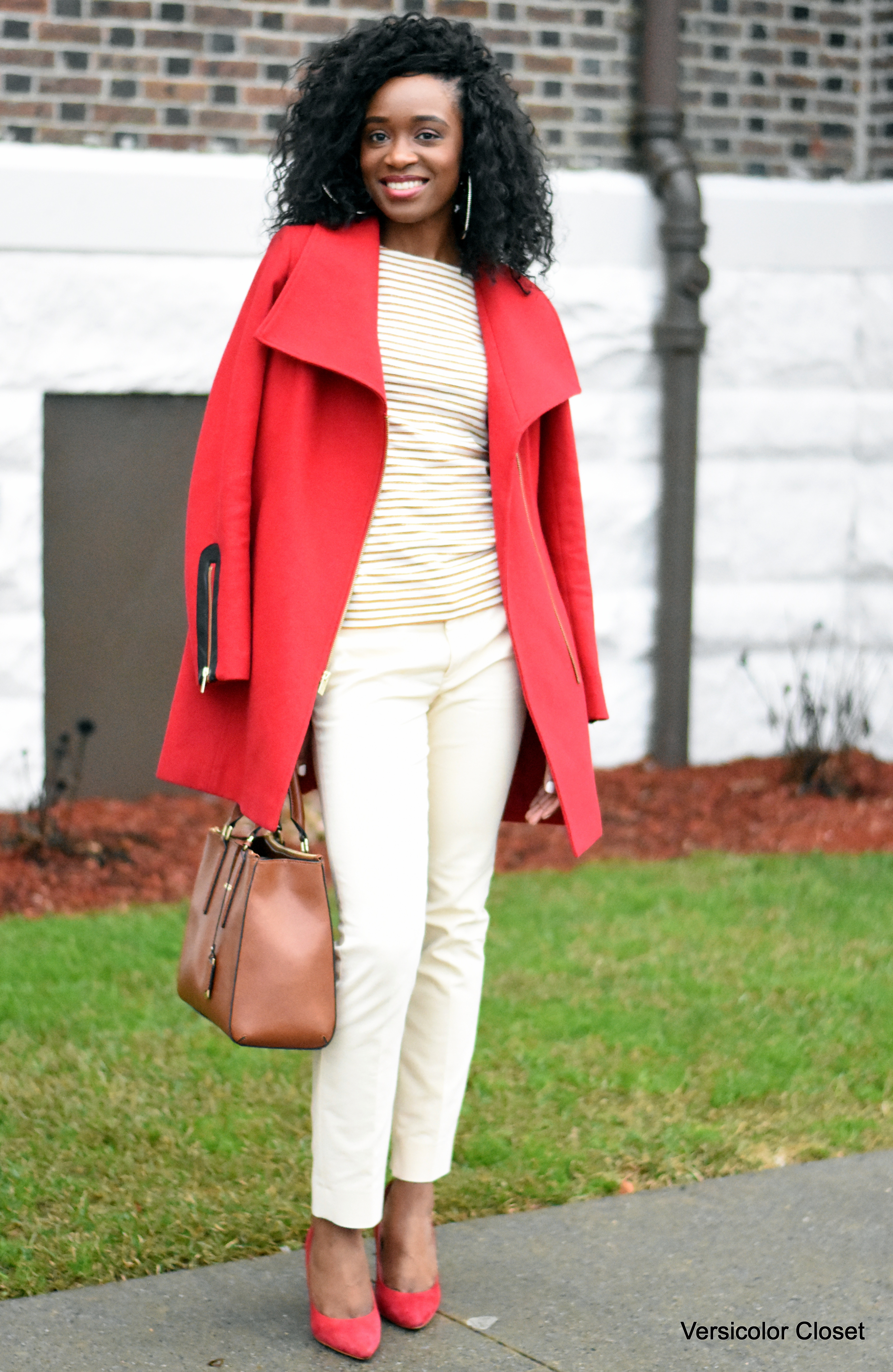 Neutral look & red coat