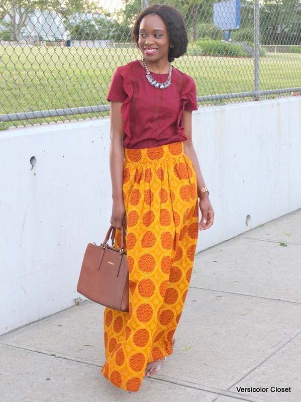 Ankara maxi skirt + ruffle top | Stop trying, start doing