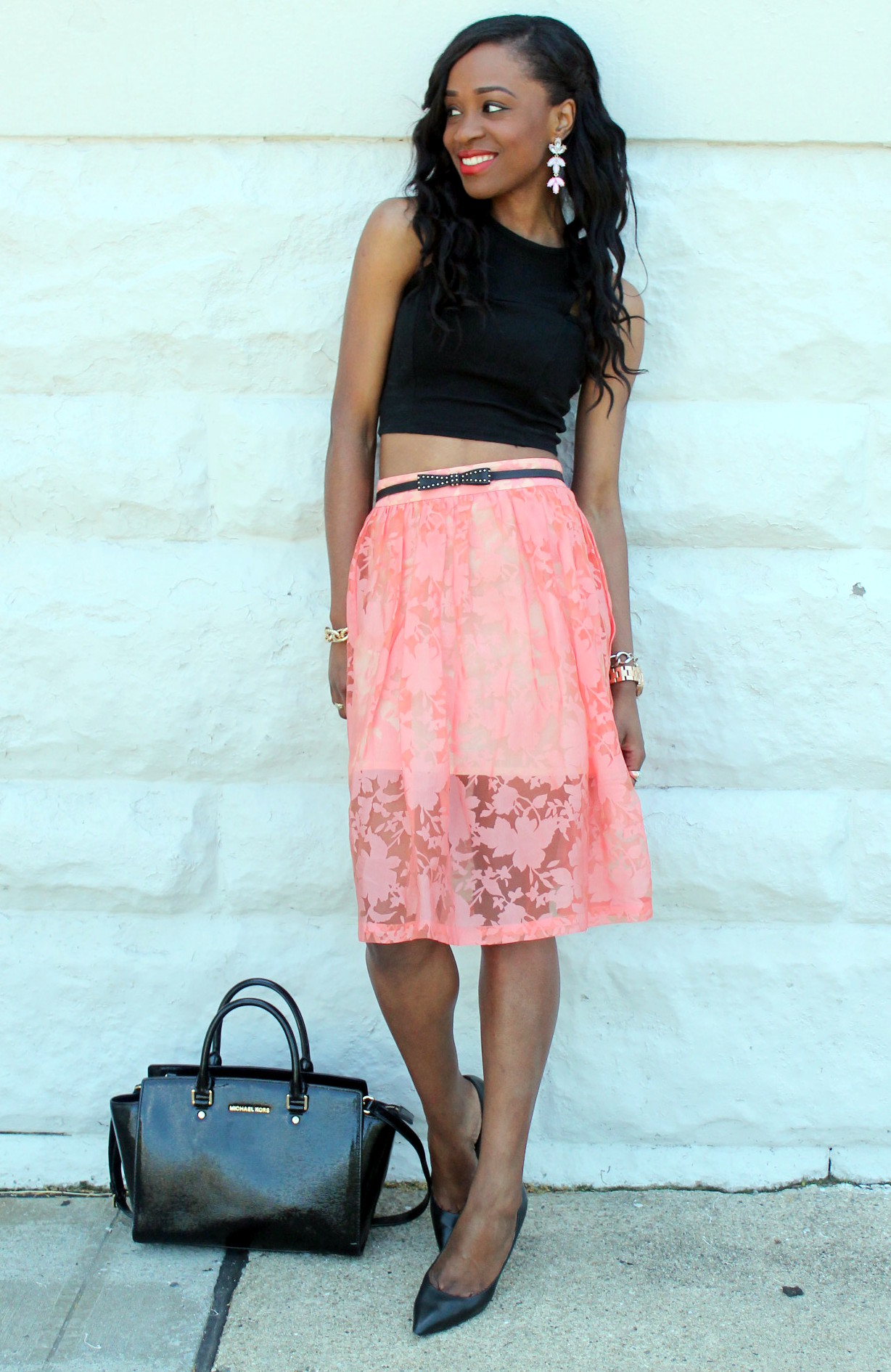 Black crop top + pastel midi skirt (8) - VERSICOLOR CLOSET